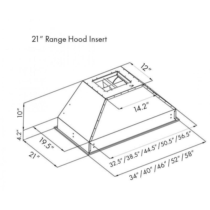 ZLINE 52 in. Width Wall Mount Range Hood Insert (21 in. Depth), 721-52