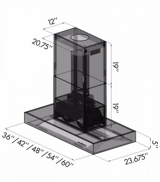 ZLINE 42 In. Ducted Professional Island Mount Range Hood in Stainless Steel, KECOMi-42