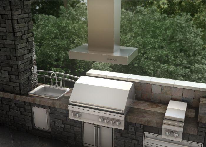 ZLINE 42 In. Ducted Outdoor Island Mount Range Hood in Stainless Steel, KECOMi-304-42