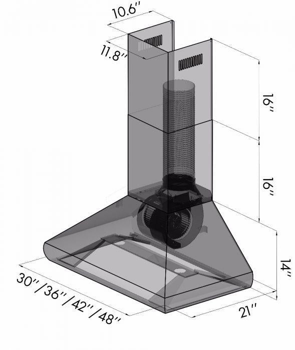 ZLINE 30 in. Professional Convertible Vent Wall Mount Range Hood in Stainless Steel with Crown Molding, 587CRN-30