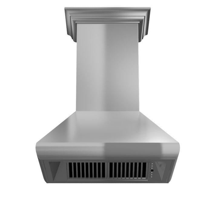 ZLINE 30 in. Professional Convertible Vent Wall Mount Range Hood in Stainless Steel with Crown Molding, 587CRN-30