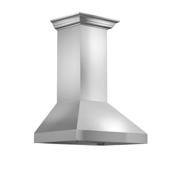 ZLINE 48 in. Professional Convertible Vent Wall Mount Range Hood in Stainless Steel with Crown Molding, 597CRN-48