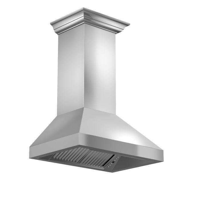 ZLINE 48 in. Professional Convertible Vent Wall Mount Range Hood in Stainless Steel with Crown Molding, 597CRN-48