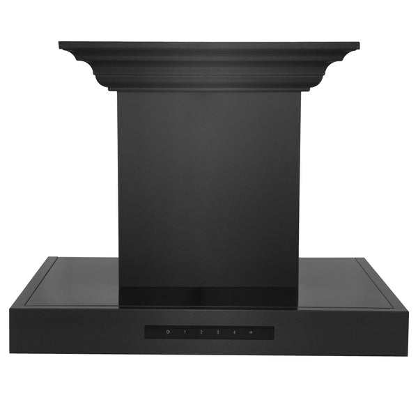 ZLINE 30 in. Wall Mount Range Hood in Black Stainless Steel with BlueTooth Crown Molding, BSKENCRN-BT-30