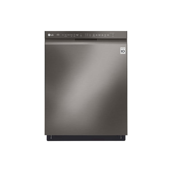 LG - 24" Front Control Built In Dishwasher with QuadWash and Stainless Steel Tub - PrintProof Black Stainless Steel - Appliances Club