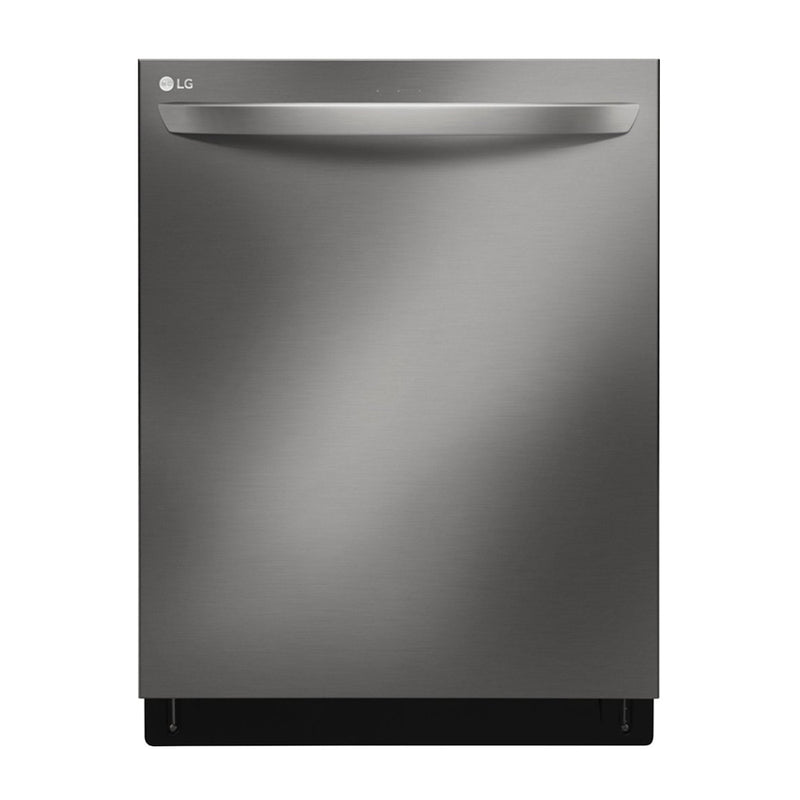 LG - 24" Top Control Smart Wi-Fi Enabled Dishwasher with QuadWash and Steel Tub with Light - PrintProof Black Stainless Steel - Appliances Club