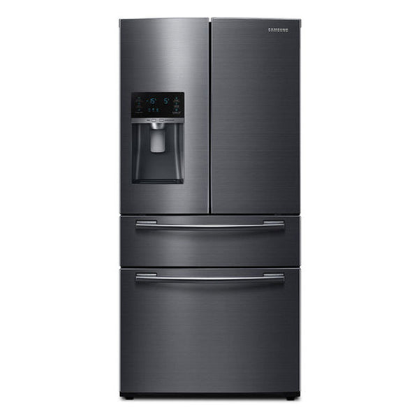Samsung-24.73 Cu Ft 4 Door Flex French Door Refrigerator-Fingerprint Resistant Black Stainless Steel