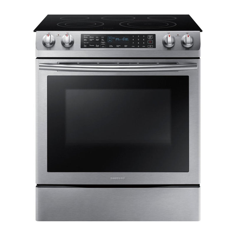 Samsung - 5.8 Cu. Ft. Electric Self Cleaning Slide In Range with Convection - Stainless steel