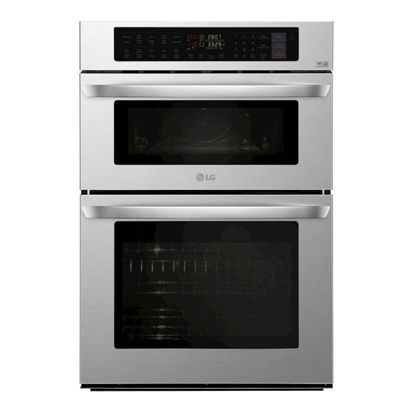 LG - 30" Combination Double Electric Convection Wall Oven with Built In Microwave - Stainless steel - Appliances Club