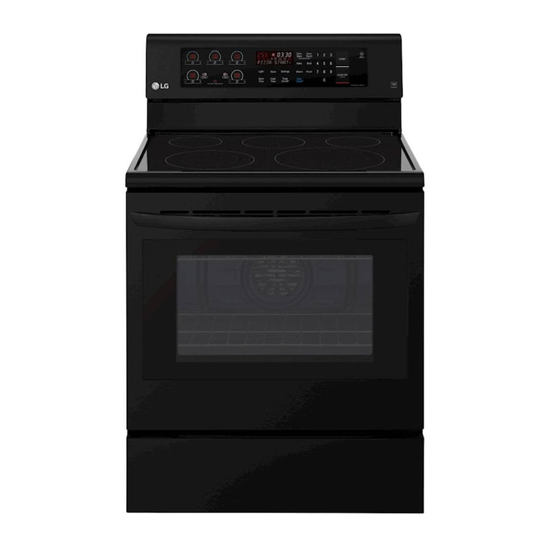 LG - 6.3 Cu. Ft. Self Cleaning Freestanding Electric Convection Range - Smooth Black - Appliances Club