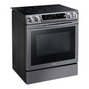 Samsung - 5.8 cu. ft. Slide in Electric Range with Dual Convection - Black Stainless Steel