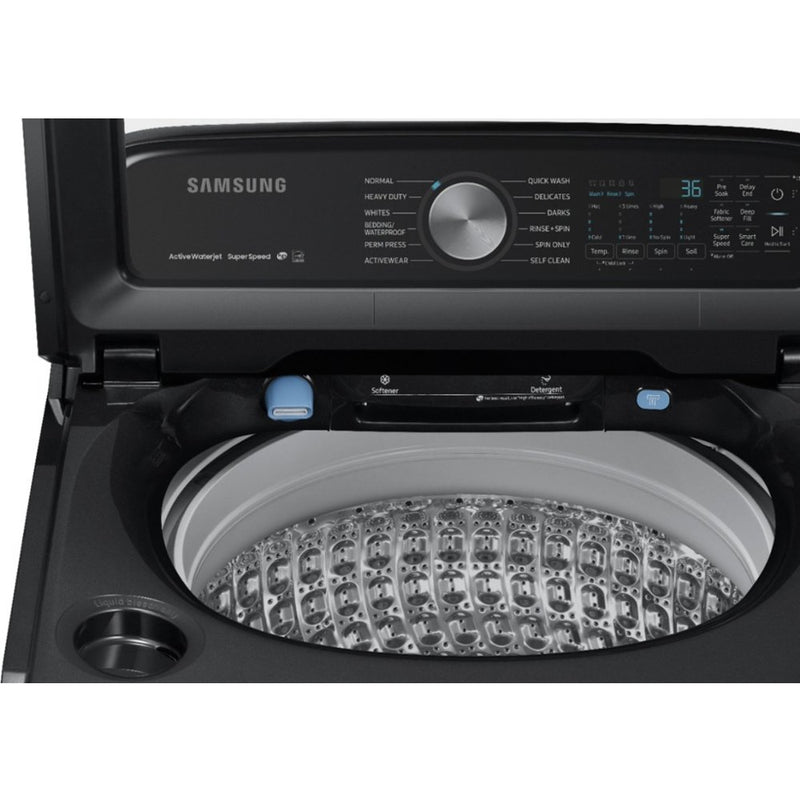 Samsung - 5.0 Cu. Ft. 12 Cycle Top Loading Washer - Fingerprint Resistant Black Stainless Steel - Appliances Club