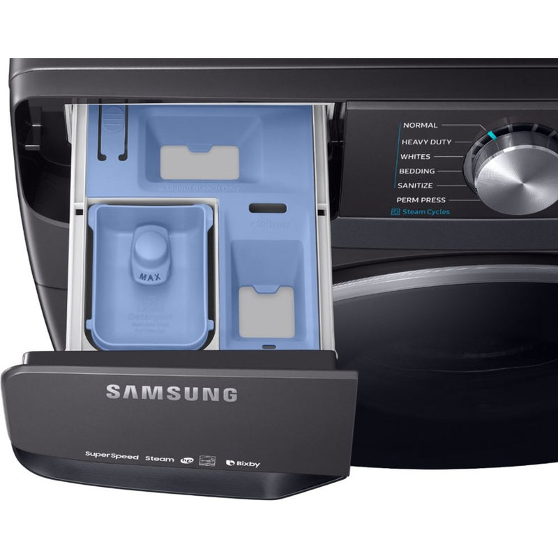 Samsung - 4.5 Cu. Ft. 12 Cycle Front Loading Smart Wi-Fi Washer with Steam - Black stainless steel