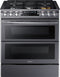 Samsung - Flex Duo™ 5.8 Cu. Ft. Self-Cleaning Fingerprint Resistant Slide-In Gas Convection Range - Black stainless steel