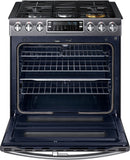 Samsung - Flex Duo™ 5.8 Cu. Ft. Self-Cleaning Fingerprint Resistant Slide-In Gas Convection Range - Black stainless steel