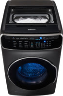 Samsung - 6.0 Cu. Ft. High Efficiency Smart Front Load Washer with Steam and FlexWash™ - Black stainless steel