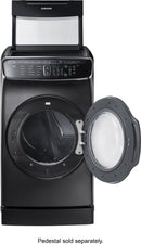 Samsung - 7.5 cu. ft. Capacity FlexDry Fingerprint Resistant Electric Dryer with Steam - Black stainless steel