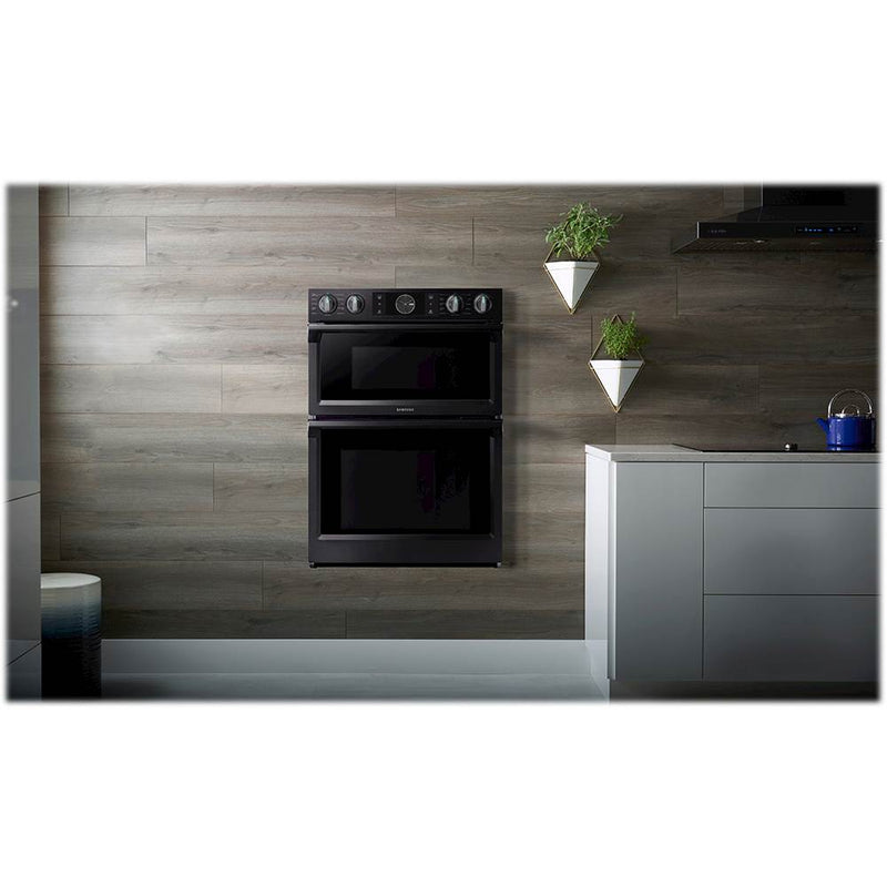 Samsung - 30" Microwave Combination Wall Oven with Flex Duo, Steam Cook and WiFi - Fingerprint Resistant Black Stainless Steel
