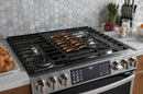 GE - 5.6 Cu. Ft. Slide-In Gas Convection Range - Stainless steel