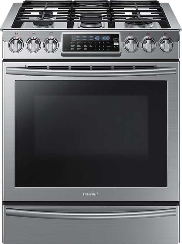 Samsung - 5.8 Cu. Ft. Self-Cleaning Slide-In Gas Convection Range - Stainless steel