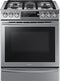 Samsung - 5.8 Cu. Ft. Self-Cleaning Slide-In Gas Convection Range - Stainless steel