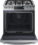 Samsung - 5.8 Cu. Ft. Self-Cleaning Slide-In Gas Convection Range - Stainless steel