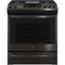 GE - 5.6 Cu. Ft. Slide-In Gas Convection Range - Black stainless steel