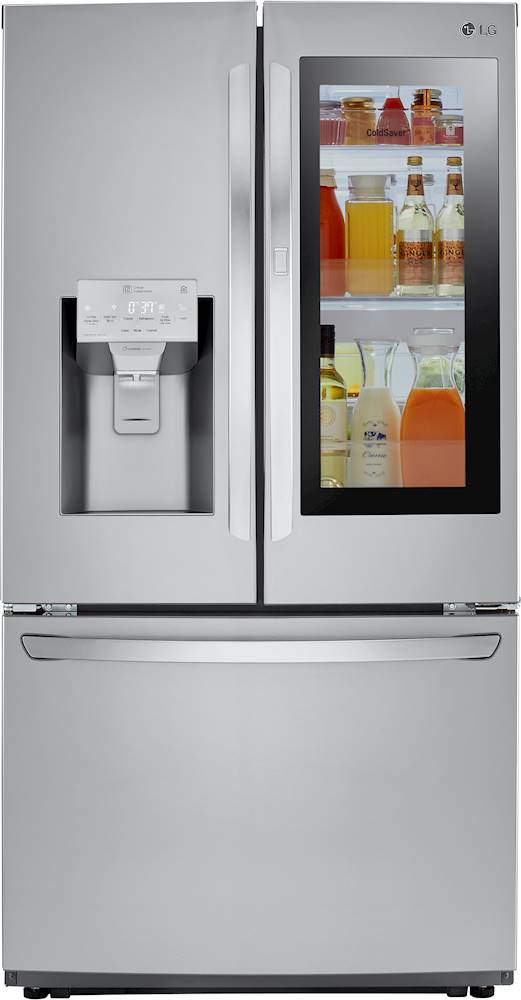 LG - 21.9 Cu. Ft. French InstaView Door-in-Door Counter-Depth Refrigerator - Stainless steel