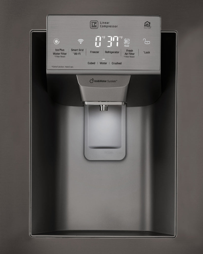 LG - 21.9 Cu. Ft. French Door-in-Door Counter-Depth Refrigerator - Black stainless steel