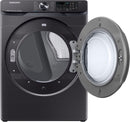 Samsung - 7.5 Cu. Ft. 12-Cycle Smart Wi-Fi Electric Dryer with Steam - Black stainless steel