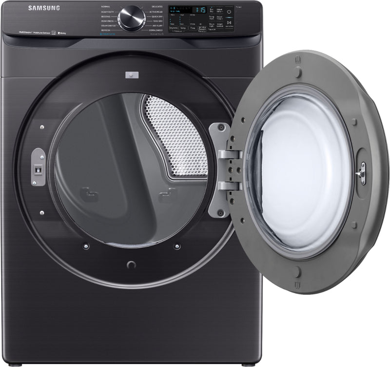 Samsung - 7.5 Cu. Ft. 12-Cycle Smart Wi-Fi Gas Dryer with Steam - Black stainless steel