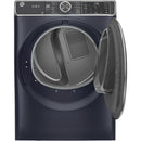 GE - 7.8 Cu. Ft. 12-Cycle Electric Dryer with Steam - Sapphire Blue