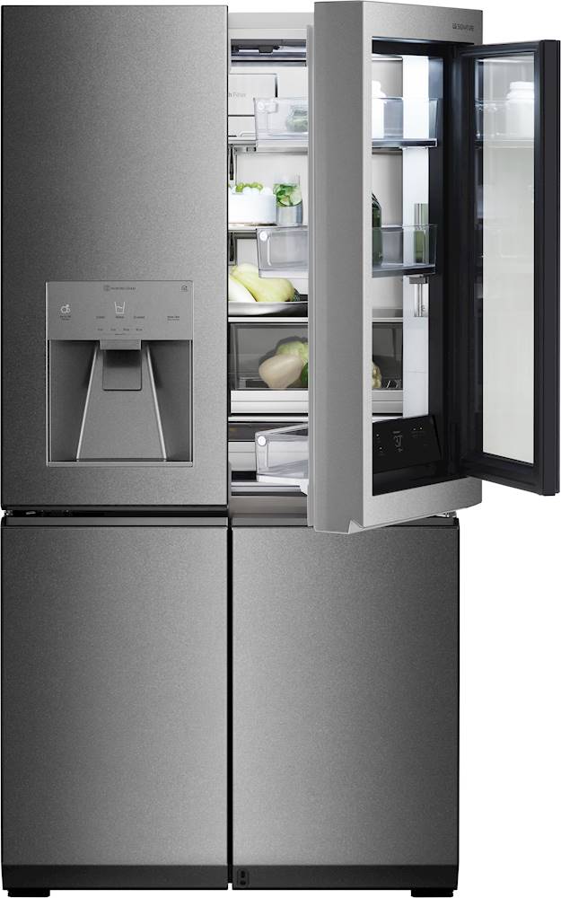 LG - 30.8 Cu. Ft. 4-Door French Door Refrigerator with InstaView Door-in-Door - Textured Steel