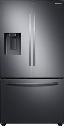 Samsung - 27 cu. ft. Large Capacity 3-Door French Door Refrigerator with External Water & Ice Dispenser - Fingerpring Resistant Black Stainless Steel