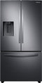 Samsung - 27 cu. ft. Large Capacity 3-Door French Door Refrigerator with External Water & Ice Dispenser - Fingerpring Resistant Black Stainless Steel