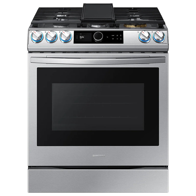 Samsung - 6.0 Cu. Ft. Front Control Slide-in Gas Range with Smart Dial, Air Fry & Wi-Fi - Fingerprint Resistant Stainless Steel
