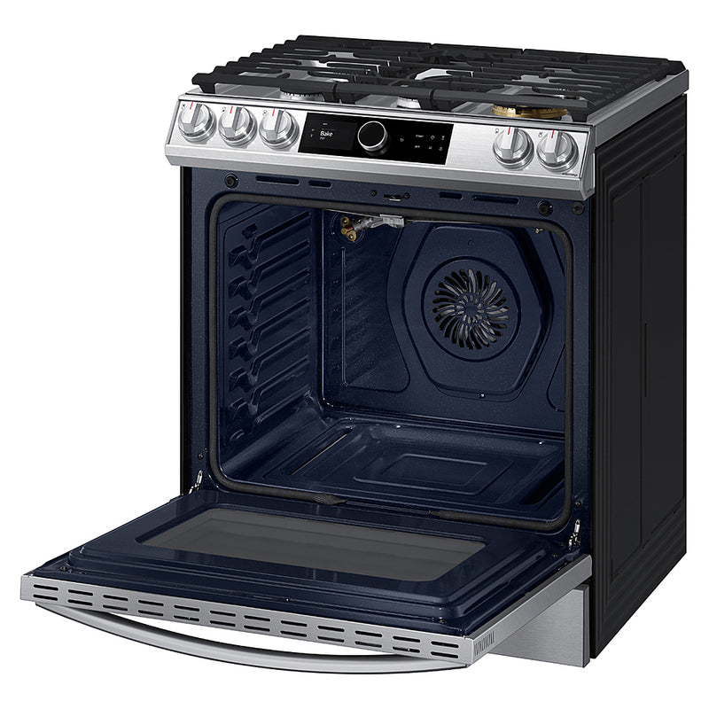 Samsung - 6.0 Cu. Ft. Front Control Slide-in Gas Range with Smart Dial, Air Fry & Wi-Fi - Fingerprint Resistant Stainless Steel