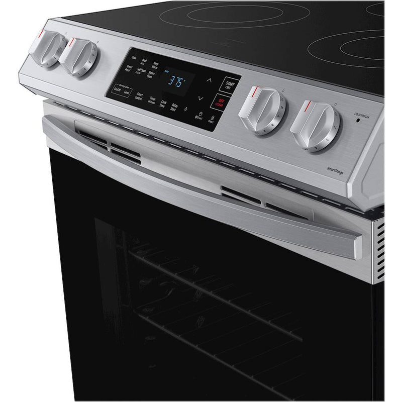 Samsung - 6.3 cu. ft. Front Control Slide-In Electric Range with Wi-Fi, Fingerprint Resistant - Stainless steel