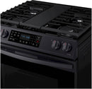 Samsung - 6.0 cu. ft. Front Control Slide-In Gas Range with Convection & Wi-Fi, Fingerprint Resistant - Black stainless steel