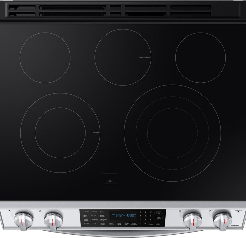 Samsung - 6.3 cu. ft. Front Control Slide-In Electric Convection Range with Air Fry & Wi-Fi - Fingerprint Resistant Stainless Steel