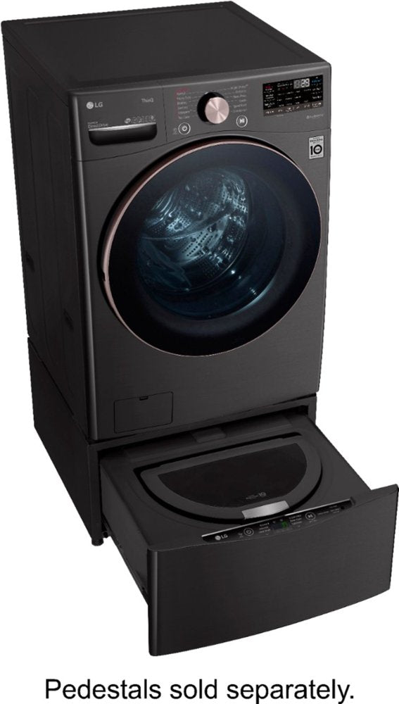LG - 4.5 Cu. Ft. 12-Cycle High-Efficiency Front-Load Washer with WiFi and Built-In Technology - Black Steel