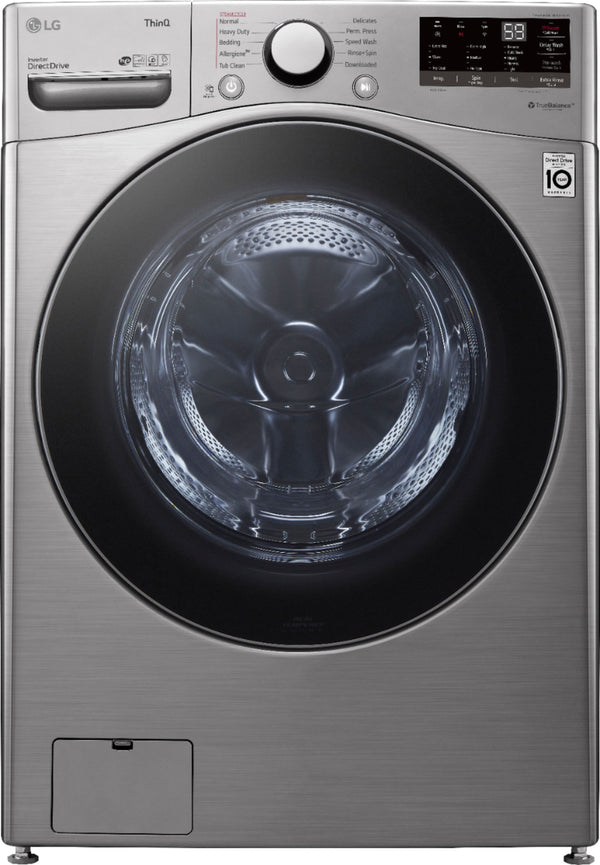 LG - 4.5 Cu. Ft. 10-Cycle High Efficiency Front-Load Washer with Steam and Built-In Intelligence - Graphite Steel