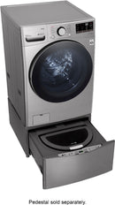 LG - 4.5 Cu. Ft. 10-Cycle High Efficiency Front-Load Washer with Steam and Built-In Intelligence - Graphite Steel