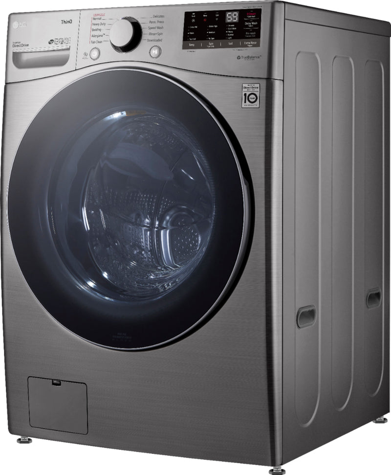 LG - 4.5 Cu. Ft. 10-Cycle High Efficiency Front-Load Washer with Steam and Built-In Intelligence - Graphite Steel