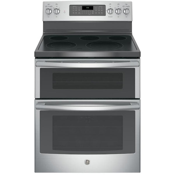 GE - 6.6 Cu. Ft. Self-Cleaning Freestanding Double Oven Electric Convection Range - Stainless steel