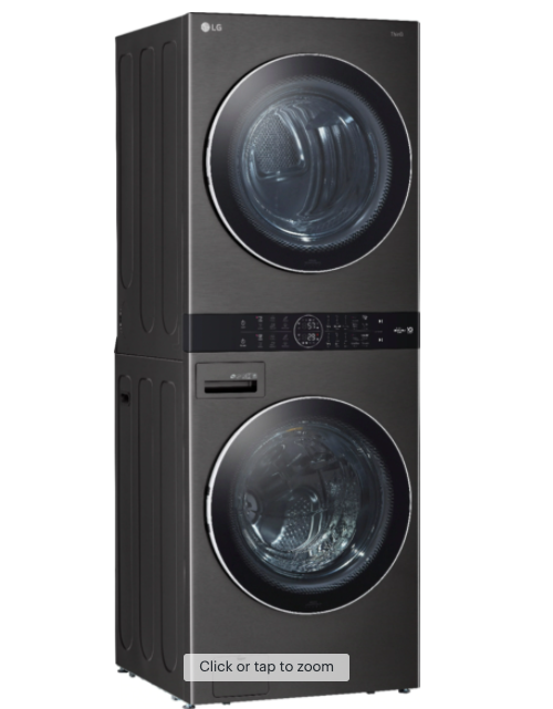 LG - 4.5 Cu.Ft. HE Smart Front-Load Washer and 7.4 Cu.Ft. Electric Dryer WashTower with Steam and Built-In Intelligence - Black Steel