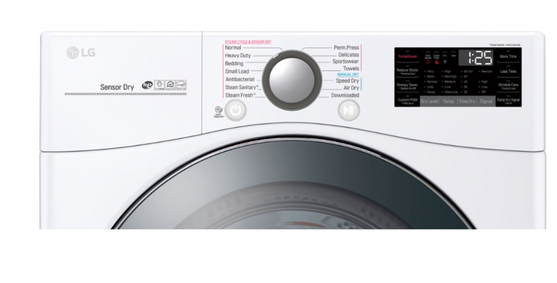 LG TurboSteam Smart Wi-Fi Enabled 7.4-cu ft Stackable Steam Cycle Electric Dryer (White) ENERGY STAR
