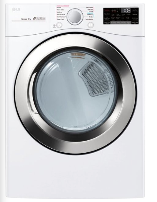 LG Dryer DLGX3701W - 7.4 Cu. Ft. 8-Cycle Electric Dryer with FlowSense™ - White