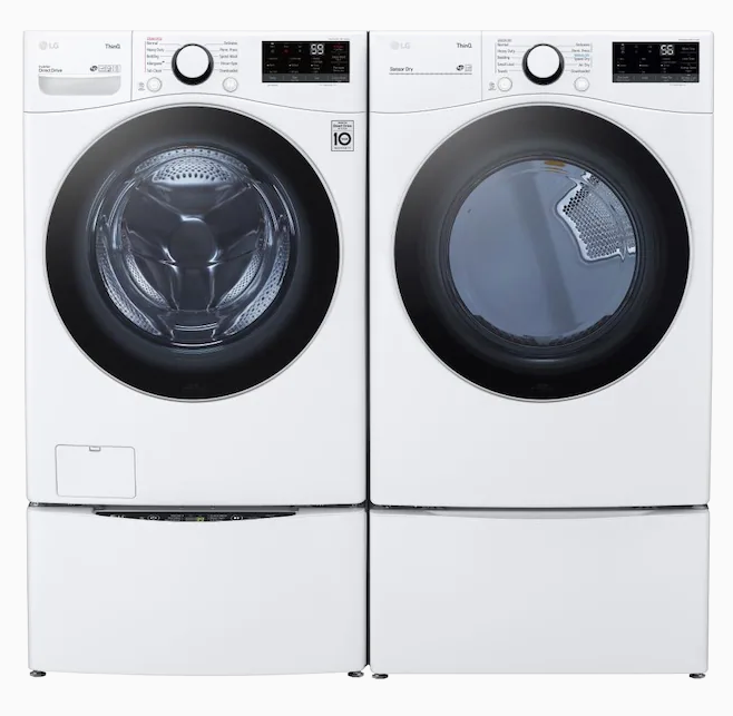 LG Smart Wi-Fi Enabled 4.5-cu ft High Efficiency Stackable Steam Cycle Front-Load Washer (White) ENERGY STAR