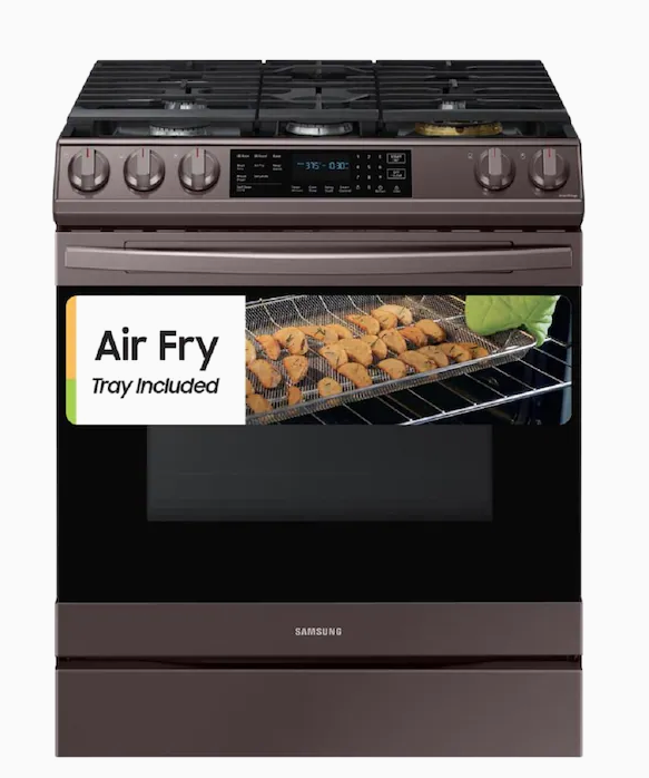 Samsung 30-in 5 Burners 6-cu ft Self-Cleaning Air Fry Convection